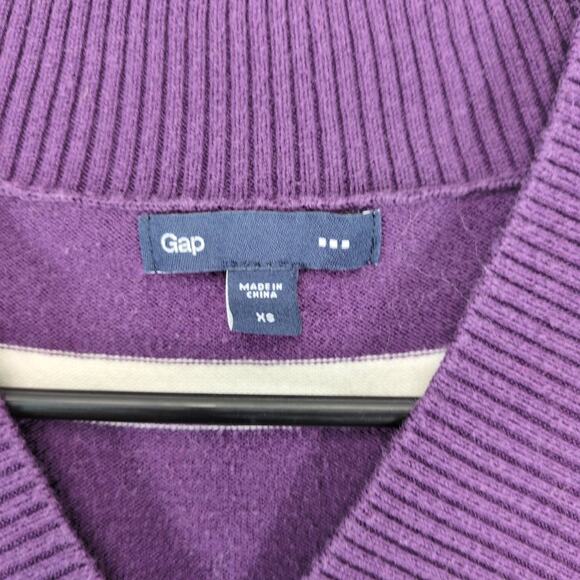 GAP Women's XS Knit Sweater Top, V-Neck Purple Striped, Vtg Y2K Era Preppy - Picture 2 of 6